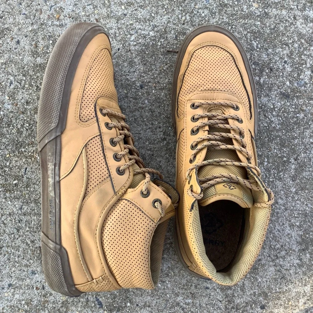 Speedy Top-Sider Rare Soletide 2-Eye Mid Mens Wheat Sneakers‎ STS24693 Size 10.5